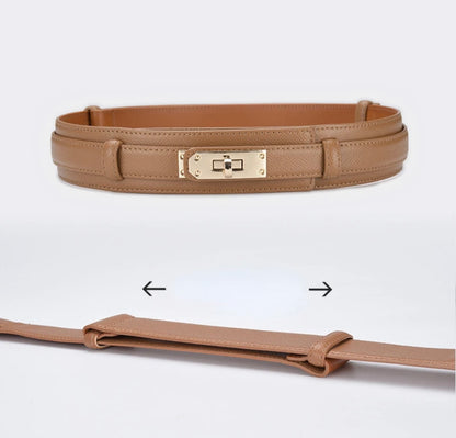 Herme gold lock leather waist belt - Ksarova