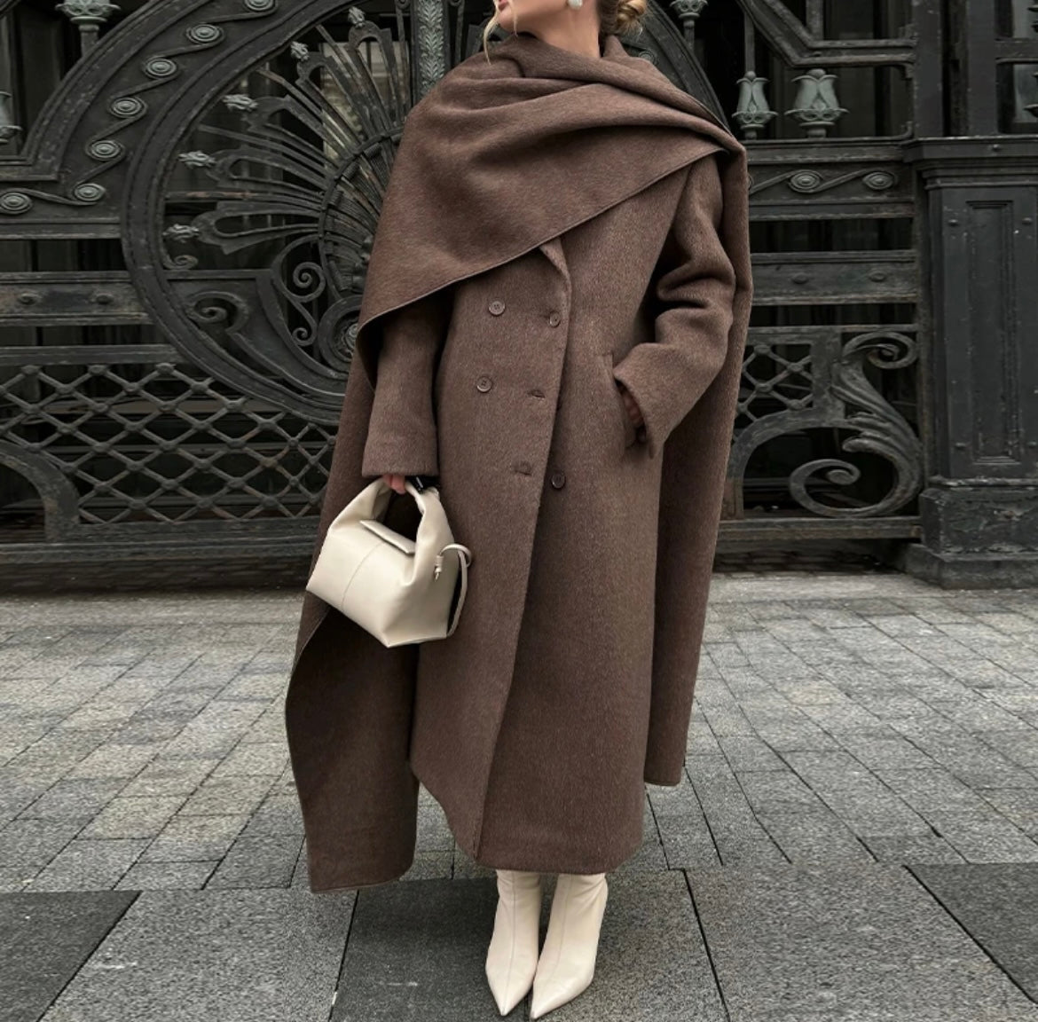 Penny maxi coat with scarf