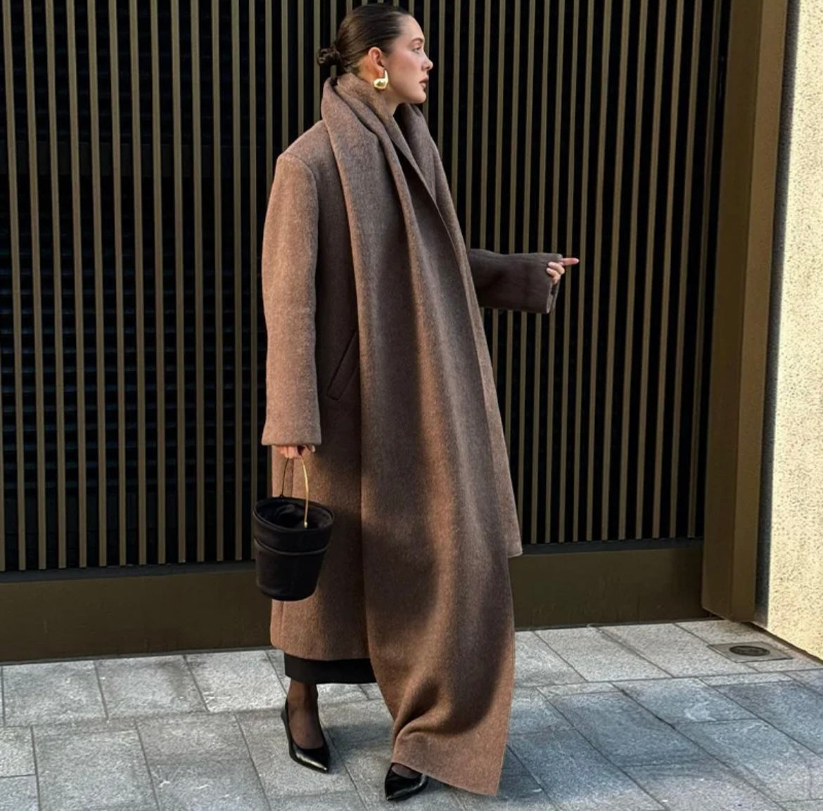 Penny maxi coat with scarf