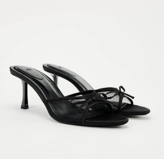 Cindy open toe pumps with ribbon - Ksarova