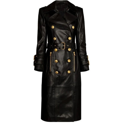 Balina leather coat for with belt