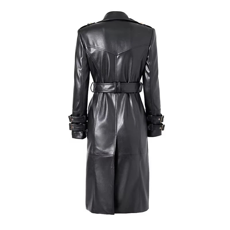 Balina leather coat for with belt